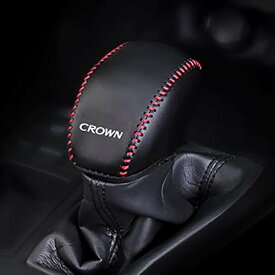 Kayafar トヨタ クラウン 220系 専用 シフトノブカバー クラウン 220系 シフトノブカバー NEW CROWN カスタム 内装 パーツ ドレスアップ CROWN エンブレム ガーニッシュ パーツ 爪キズ防止2018年6月〜クラウン 220系 15代目対応 簡単取付 (ブラック+赤い糸)