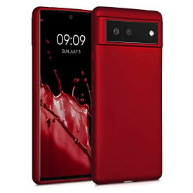 kwmobile Case Compatible with Google Pixel 6 Case - Soft Slim Metallic TPU Silicone Cover - Metallic Dark Red