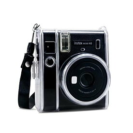 kinokoo Fujifilm チェキ instax mini 40 ケース instax mini 40 カメラケース 透明 ハード PCカバー ショルダーストラップ付き 防塵　カメラ保護ケース　PC（透明）