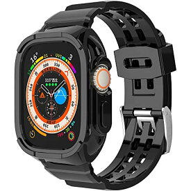 Miimall対応 Apple Watch Ultra 49mm 2022 バンド ケース アップルウォッチ Ultra 49mm カバー TPU材質 傷防止 防衝撃 指紋防止 簡単取付 Apple Watch Ultra 交換バンド（ブラック）