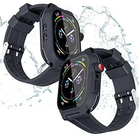 【3In1一体型防水バンド】Miimall対応Apple Watch Series 7 45mm 新型一体型バンド 防水 防塵 防曇 TPU+PC+PET素材 アップルウォッチ 7 フイルム タッチ感良好 全面保護 高透過率 指紋防止 衝撃吸収 Apple Watch Series 7 カバー（45mm|ブラック）