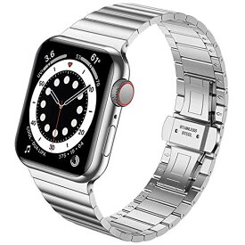 Miimall For Apple Watch Ultra/8/SE2/7/SE/6/5/4/3/2/1 ステンレスバンド アップルウォッチ 8 交換バンド 金属 高級ステンレスバンド 金属 調節可能 ビジネス風 Apple Watch 7 交換バンド（シルバー/38mm 40mm 41mm）