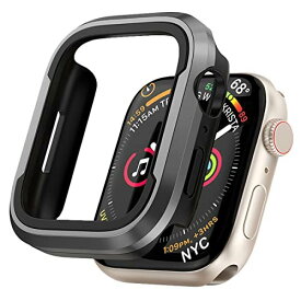 【Miimall】Apple watch series6/SE/5/4対応 44mm ベゼル iwatch series 6 ケース 44mm 軽量 衝撃吸収 アルミ合金&TPU 【二重構造】 装着充電可能 アップルウォッチ series 5 ケース 保護カバー 44mm（ブラックグレー）