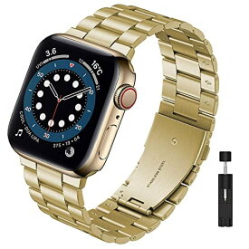 【Miimall】 対応Apple Watch Ultra/8/SE2/7/1/2/3/4/5/6/SEメタルバンド ステンレス製 Apple Watch 7 45mm 交換バンド シンプル調整器具付きiWatch アップルウォッチ6 スマートウォッチ交換ベルト贅沢ビジネス質感(ゴールド|42mm 44mm 45mm 49mm)