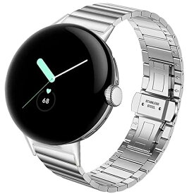 Miimall For Google グーグルPixel Watch専用バンドステンレスバンド ビジネス Google Pixel Watch 交換バンド 金属 高級ステンレスバンド 金属 調節可能 ビジネス風 Pixel Watchベルト金属 メタル（シルバー）