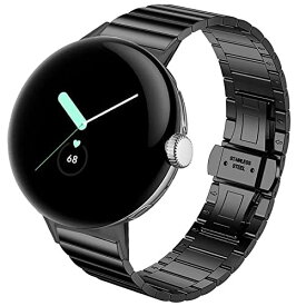 Miimall For Google グーグルPixel Watch専用バンドステンレスバンド ビジネス Google Pixel Watch 交換バンド 金属 高級ステンレスバンド 金属 調節可能 ビジネス風 Pixel Watchベルト金属 メタル（ブラック）