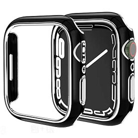 Miimall 対応 Apple Watch 8 45mm/7 45mmケース アップルウォッチシリーズ 8 2022/7 ケース PC材質オシャレ設計 傷防止 防塵 軽量 防衝撃 保護バンパー Apple Watch Series 7 側面カバー（45mm|ブラックx縁：シルバー）