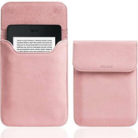 Miimall Kindle Paperwhite ケース 第11世代 2021 Kindle Paperwhite 11 収納バッグ 合皮 内蔵磁石 全面保護 傷防止 衝撃吸収 シンプル 装着簡単 Kindle Paperwhite 2021 挿入式カバー（ピンク）