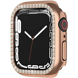 Miimall【2021新モデル】Apple Watch Series 8/7 45mm 専用ケース ラインストーン お洒落 傷防止 超簿軽量 PC材質 アップルウォッチ 7 45mm カバー 衝撃吸収 装着簡単 Apple Watch 7 ケース（45mm|ゴールド）