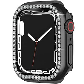 Miimall【2021新モデル】Apple Watch Series 8/7 41mm 専用ケース ラインストーン お洒落 傷防止 超簿軽量 PC材質 アップルウォッチ 7 41mm カバー 衝撃吸収 装着簡単 Apple Watch 7 ケース（41mm|ブラック）