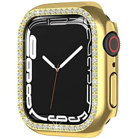 Miimall【2021新モデル】Apple Watch Series 8/7 41mm 専用ケース ラインストーン お洒落 傷防止 超簿軽量 PC材質 アップルウォッチ 7 41mm カバー 衝撃吸収 装着簡単 Apple Watch 7 ケース（41mm|ゴールド）