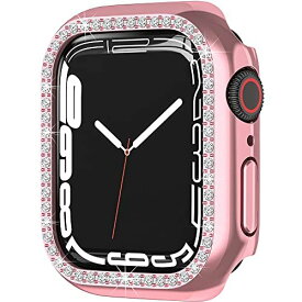 Miimall【2021新モデル】Apple Watch Series 8/7 41mm 専用ケース ラインストーン お洒落 傷防止 超簿軽量 PC材質 アップルウォッチ 7 41mm カバー 衝撃吸収 装着簡単 Apple Watch 7 ケース（41mm|ローズピンク）