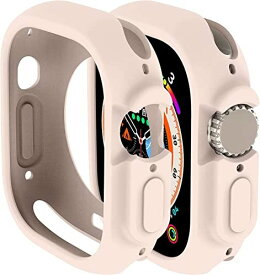 Miimall 対応Apple Watch Ultra 49mm専用ケース アップルウォッチ Ultra 49mm スクラブカバー シンプル シリコン材質 擦り傷防止 防衝撃 Apple Watch Ultra 49mm 保護カバー（ピンク｜49mm）