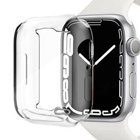 Miimall【フイルム一体型ケース】Apple Watch 8/7 45mm保護ケース ソフト ケース アップルウォッチシリーズ 7カバー 落下防止 全面保護 超軽量 耐衝撃 脱着簡単 カバー Apple Watch 45mm 保護カバーアップルウォッチ 8 ケース(クリア|45mm)