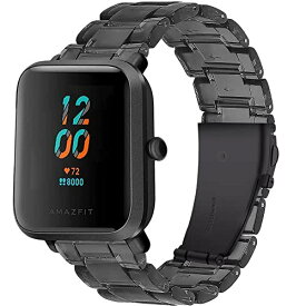 Miimall樹脂バンド For Amazfit GTS/Amazfit Bip U バンド かわいい 20mm通用バンド Amazfit GTR 42mm 交換バンド オシャレ 樹脂材質 調節可能 Amazfit BIP S 交換バンド(ブラック)