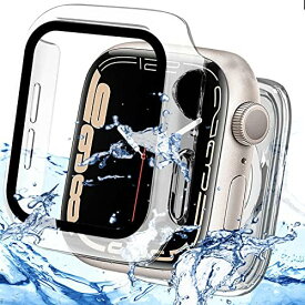 Miimall【新型3 in 1保護防水ケース】対応 Apple Watch Series 8 45mm/7 45mm ケース 本体を全面保護 アップルウォッチ8 2022 3in1 背面カバー ガラスフイルム 側面カバー 防曇 新型ケース スポーツ お風呂Apple Watch 7 防水ケース フイルム（45mm|クリア）