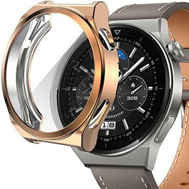 Miimall対応 Huawei(ファーウェイ) Watch GT3 Pro 46mm カバー TPU全面保護ケース 電気メッキ加工 高透過率 衝撃吸収 指紋防止 超軽量 Huawei Watch GT3 Pro ケース 気泡防止 脱着簡単（46mm｜ローズゴールド）