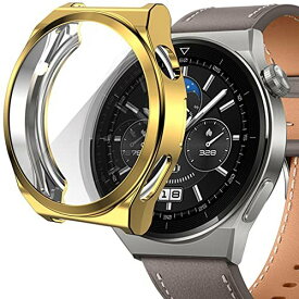 Miimall対応 Huawei(ファーウェイ) Watch GT3 Pro 46mm カバー TPU全面保護ケース 電気メッキ加工 高透過率 衝撃吸収 指紋防止 超軽量 Huawei Watch GT3 Pro ケース 気泡防止 脱着簡単（46mm｜ゴールド）