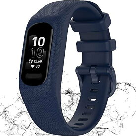 Miimall【一体型】対応Garmin（ガーミン） Vivosmart 5/v?vosmart 5/Smart 5 バンド ケース 通気性ベルト 衝撃吸収 柔軟なシリコン 簡単取付 調節可能 ガーミン Vivosmart 5 保護ケース 男女通用 耐久性 防汗（S|ブルー）