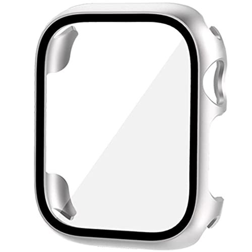 Miimall対応Apple Watch SE ケース PC材質 落下防止 液晶保護 傷防止 超軽量 ワイヤレス充電 Apple Watch 44mm 45mm 脱着簡単 指紋防止 気泡防止 アップルウォッチシリーズ 保護カバー（44mm 45mmシルバー）