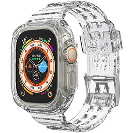 Miimall対応 Apple Watch Ultra 49mm 2022 バンド ケース アップルウォッチ Ultra 49mm カバー TPU材質 傷防止 防衝撃 指紋防止 簡単取付 Apple Watch Ultra 交換バンド（クリア）
