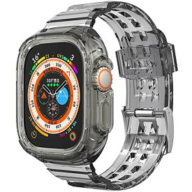 Miimall対応 Apple Watch Ultra 49mm 2022 バンド ケース アップルウォッチ Ultra 49mm カバー TPU材質 傷防止 防衝撃 指紋防止 簡単取付 Apple Watch Ultra 交換バンド（クリアブラック）