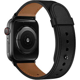 Miimall【本革バンド】対応Apple Watch Ultra/8/SE2/7/SE/6/5/4/3/2/1 レザーバンド Apple Watch 交換バンド 高級 お洒落 ビジネス 軽量 男女通用 調節簡単 iWatch ップルウォッチ Ultra 交換ベルト(ブラック|38mm 40mm 41mm)