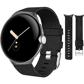 Miimall対応Google Pixel Watch バンド ナイロン製 Google グーグル Pixel Watch 腕時計バンド 替えベルト 通気性 簡単取付 軽量 男女通用 Pixel Watch ベルト グーグル Pixel Watch交換バンド（ブラック）