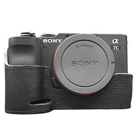 kinokoo SONY ソニー デジタルカメラ A7C ケース a7c専用 カメラケース ボディケース バッテリーの交換でき 三脚ネジ穴付き 本革（ブラック）