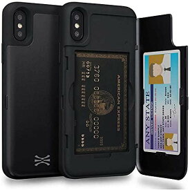TORU CX PRO iPhone Xs ケース カード 収納背面 3枚 カード入れ カバ— ミラー付き (アイフォンXs/アイフォンX 用) - ブラック