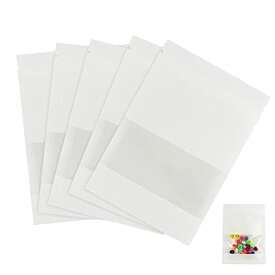 LUCKYBEE 100枚入 クラフト紙 包装袋 チャック袋 透明窓 包装バッグ (7*9cm, ホワイト)