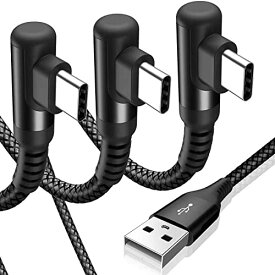 USB Type C ケーブル L字【3本セット 1m/2m/2m】Sweguard USB-A & USB C ケーブル【PD& QC3.0 急速充電】タイプc 充電ケーブルiPhone15 Pro Max, iPad Pro,Samsung Galaxy S9 S10 S20,Sony,Xiaomi,Huawei,Google Pixel 等Type C機種対応 (ブラック)