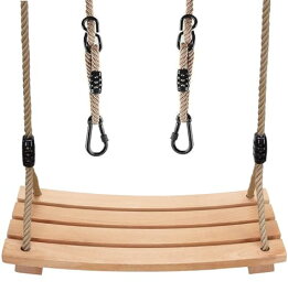 Leweet 木製ブランコ 子供と大人用木のぶらんこ 円弧形シート屋外遊具 室内 屋内 最大耐荷重約100kg ロープの長さ調整可能 プレゼント適用 (42cm)