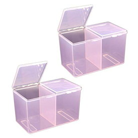 Frcolor コットンケース 棉棒ボックス 蓋付き 綿棒入れ コスメケース プラスチック製 透明 コットンボックス 小物収納 2個セット（ピンク）