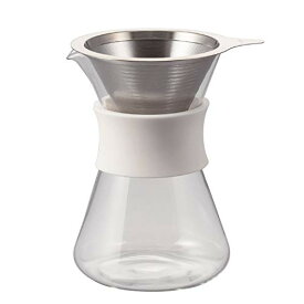 HARIO(ハリオ) ガラスコーヒーメーカー Glass Coffee Maker 実用400ml ホワイト ドリッパー デカンタセット バンド付き 日本製 S-GCM-40-W