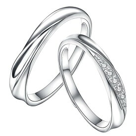 Yoursfs ペアリング カップル 婚約指輪 結婚指輪オープン シルバー925 純銀製 指輪 レディース メンズ フリーサイズ (カップル)