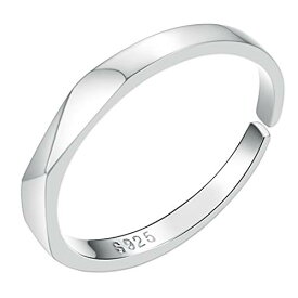 Yoursfs 婚約指輪 メンズ シンプル シルバー 925リング 純銀指輪 幾何 フリーサイズ オープンリング フリー (メンズ)