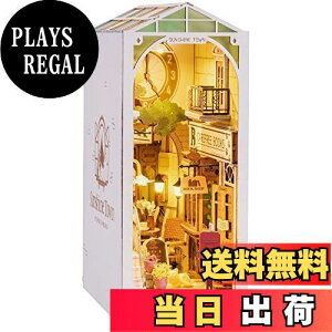 【送料無料】Robotime 3D ウッドパズル DIY 木製 ブックヌークキット ブックスタンド LEDライト付き ミニチュアハウスキット クリスマス 誕生日プレゼント (サンシャインタウン)