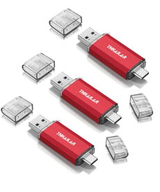 THKAILAR 3個セット 32GB USBメモリ タイプC 2in1 USB 3.0 トフラッシュメモリー32GB バックアップ デュアルフラッシュドライブ Type-C OTG データ転送 両面挿し U? パソコン/PC/Pad/Androidなど対応【赤い】