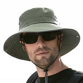 [Roleness] サファリハット メンズ 大きいサイズ 帽子 日焼け防止 アウトドア ハット UVカット 軽量 折り畳み 2WAY ハット つば広 あご紐付き 夏 釣り 登山 帽子 速乾性 防風 通気穴付き