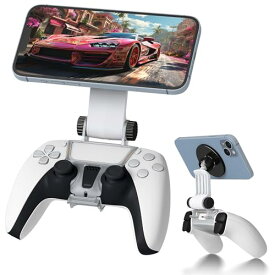 Newzerol リモートコントロールスマホホルダー マグネット式 PS5ゲームスマホホルダー PS5 Dualsenseマグセーフホルダーアクセサリー iOSおよびAndroid向けリモート・ストリーミング・ゲームクリップ 吸着力が強い - ブラック