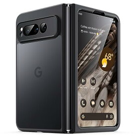 JEDirect Google Pixel Fold 2023用 マットケース カメラレンズまで全面保護 つや消し 半透明 衝撃吸収 バンパーカバー 指紋防止 (ブラック)