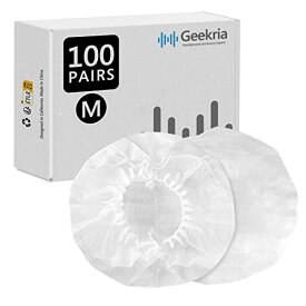 Geekria カバー 200個入(100ペア) ヘッドホンカバー 劣化防止、防塵 イヤーパッドカバー ストレッチニット 8-11cm ヘッドホン用 不織布 (中型/ホワイト)