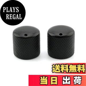 【送料無料】Musiclily Pro ミリ規格スチール製ポップイン式ドームノブ インジケータードット付き インポートエレキギター/ベース用、ブラック(2個セット)