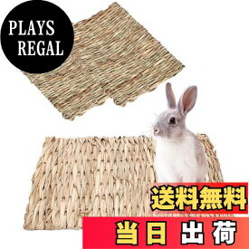 【送料無料】YFFSFDC わらっこ倶楽部 うさぎの座ぶとん ウサギマット 草の編み物 手編みクラフト うさぎ モルモット ハムスター 小動物用 ペット用品 小動物用品 ケージ内装 天然素材 休み場所 遊び場 28*21cm 3枚入