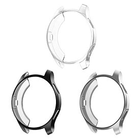 [3個セット] Fintie Samsung Galaxy Watch 46mm / Gear S3 ケース 保護バンパー TPU メッキ ソフト 耐衝撃 脱着簡単 軽量 薄型 Galaxy Watch/Gear S3 Frontier/Classic 保護カバー（ブラック/シルバー/クリア）