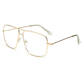 [Dollger] 伊達メガネ ファッションメガネ 度なし 軽量 UVカット 紫外線カット スクエアメガネ 眼鏡 透明レンズ 金属フレーム 小顔効果 レトロスタイル おしゃれ レディース メンズ