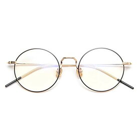 [DOLLGER] ブルーライトカットメガネ 伊達メガネ 15g超軽量 メガネ 度なし 丸めがね uvカット ブルーライトカット ゴールド