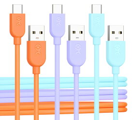 Cable Matters 3本セット USB C USB A 変換ケーブル 0.9m/3ft 柔らかい USB C A 変換ケーブル 3A高速充電 オレン ジ ブルー パープル iPhone 15/15 Pro/15 Plus/15 Pro Max/Galaxy S23対応