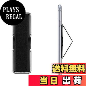【送料無料】kwmobile 対応: iPhone Samsung Xperia など フィンガーホルダー - スマートフォン 落下防止 スタンド付き ゴムバンド 片手操作 - バンド グリップ 黒